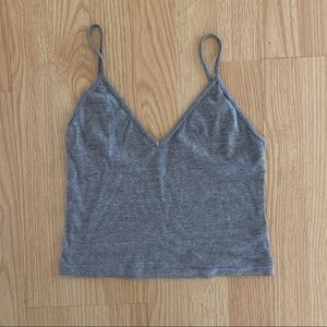 Brandy Melville Grey Ribbed Tank Crop Top